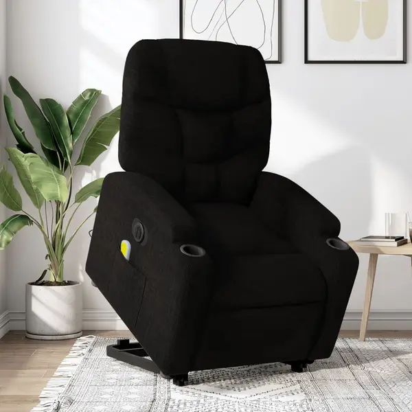 Gossi fotoliu electric de masaj rabatabil cu ridicare, negru, textil