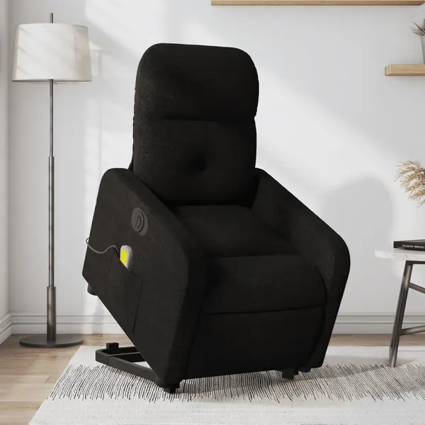 Gossi fotoliu electric de masaj rabatabil cu ridicare, negru, textil