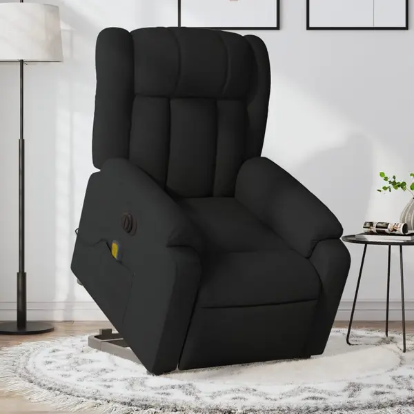 Gossi fotoliu electric de masaj rabatabil cu ridicare, negru, textil