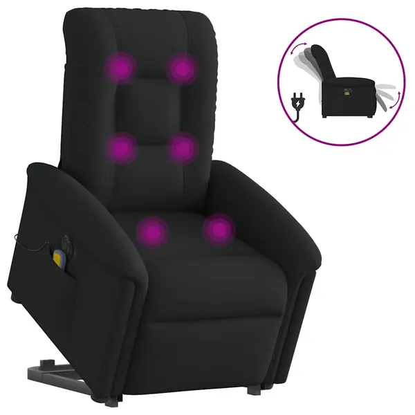 Gossi fotoliu electric de masaj rabatabil cu ridicare, negru, textil