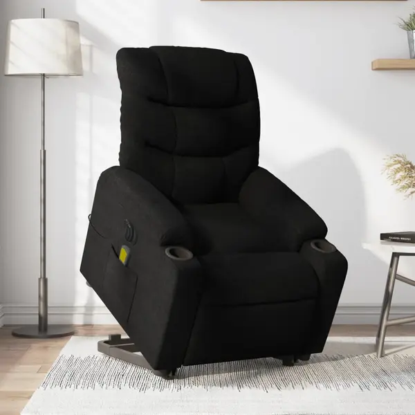 Gossi fotoliu electric de masaj rabatabil cu ridicare, negru, textil