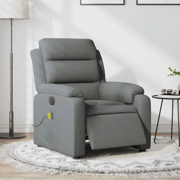 Gossi fotoliu electric de masaj rabatabil, gri inchis, textil