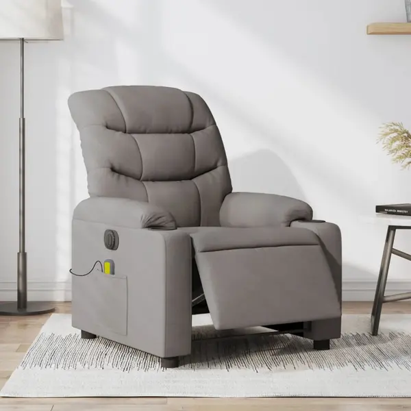 Gossi fotoliu electric de masaj rabatabil, gri taupe, textil