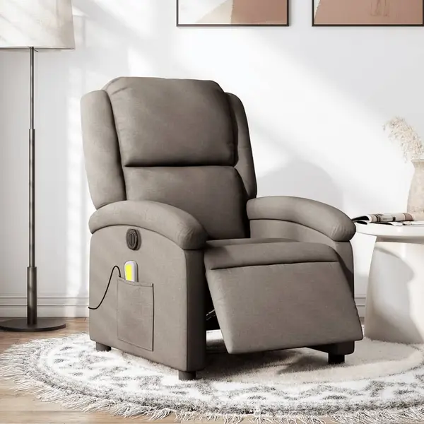 Gossi fotoliu electric de masaj rabatabil, gri taupe, textil