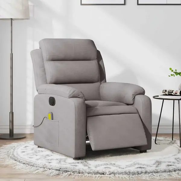 Gossi fotoliu electric de masaj rabatabil, gri taupe, textil