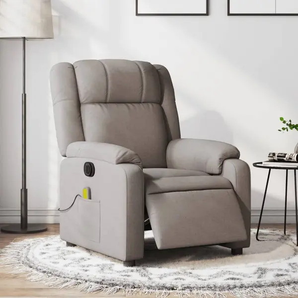 Gossi fotoliu electric de masaj rabatabil, gri taupe, textil