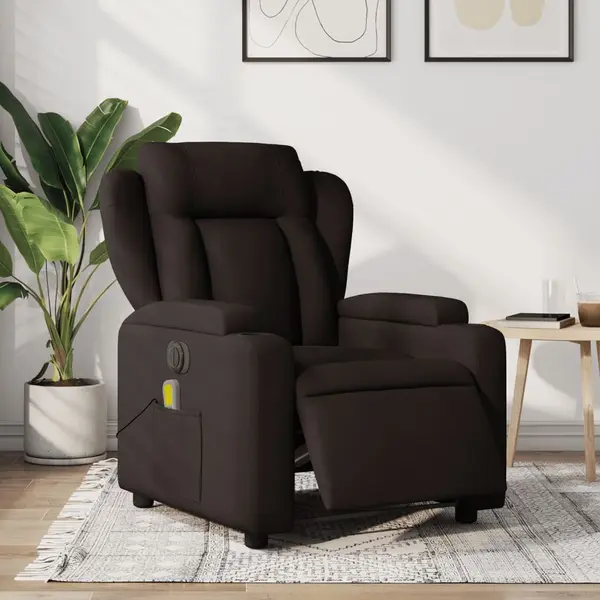 Gossi fotoliu electric de masaj rabatabil, maro inchis, textil