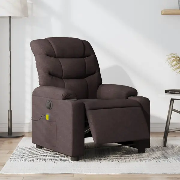 Gossi fotoliu electric de masaj rabatabil, maro inchis, textil