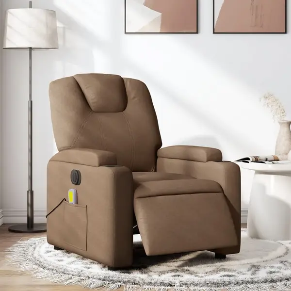 Gossi fotoliu electric de masaj rabatabil, maro, textil