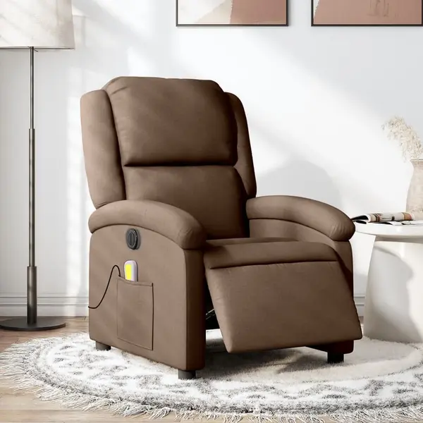 Gossi fotoliu electric de masaj rabatabil, maro, textil