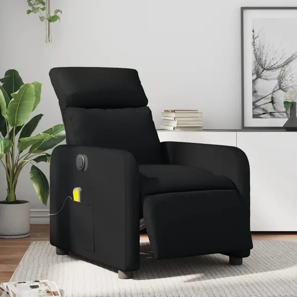 Gossi fotoliu electric de masaj rabatabil, negru, piele ecologica
