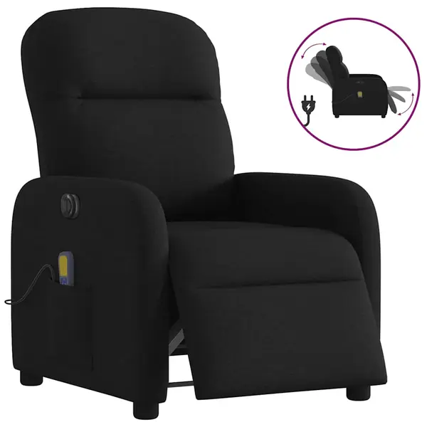 Gossi fotoliu electric de masaj rabatabil, negru, textil