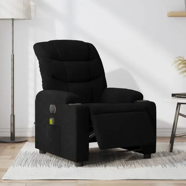 Gossi fotoliu electric de masaj rabatabil, negru, textil