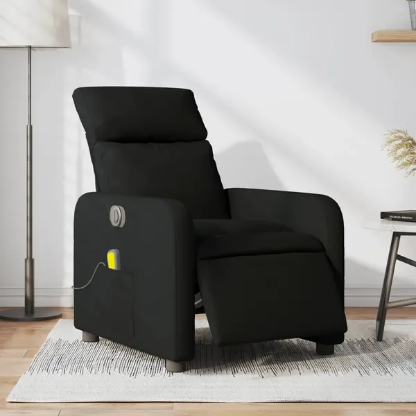 Gossi fotoliu electric de masaj rabatabil, negru, textil