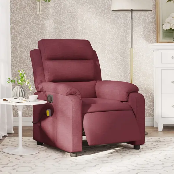 Gossi fotoliu electric de masaj rabatabil, rosu vin, textil