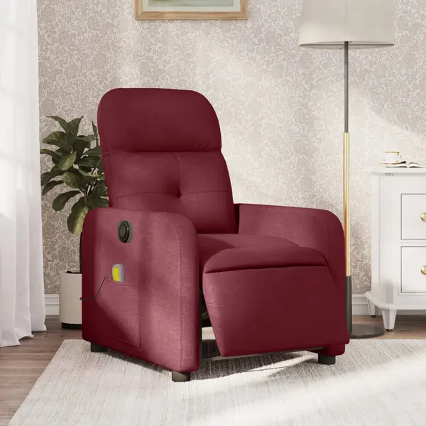 Gossi fotoliu electric de masaj rabatabil, rosu vin, textil