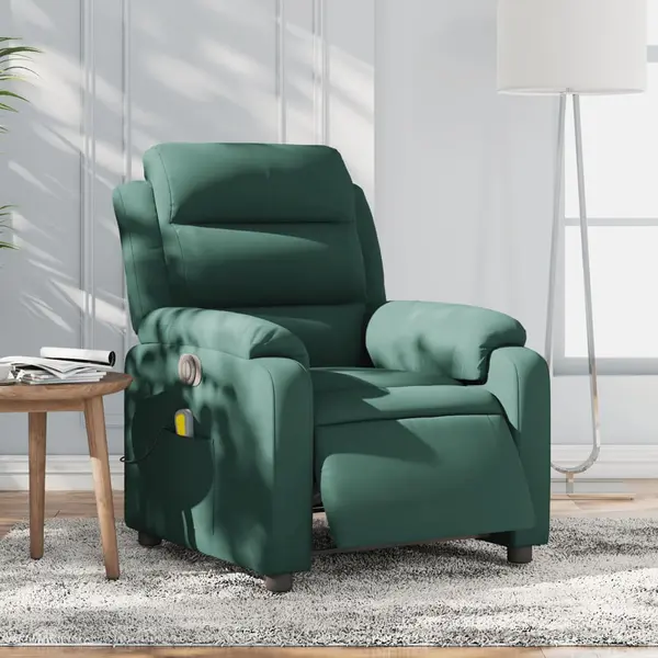 Gossi fotoliu electric de masaj rabatabil, verde inchis, catifea