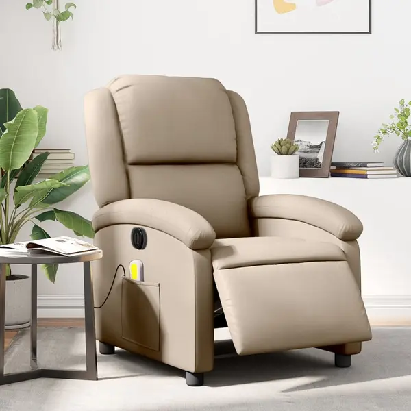 Gossi fotoliu electric masaj rabatabil, cappuccino, piele ecologica