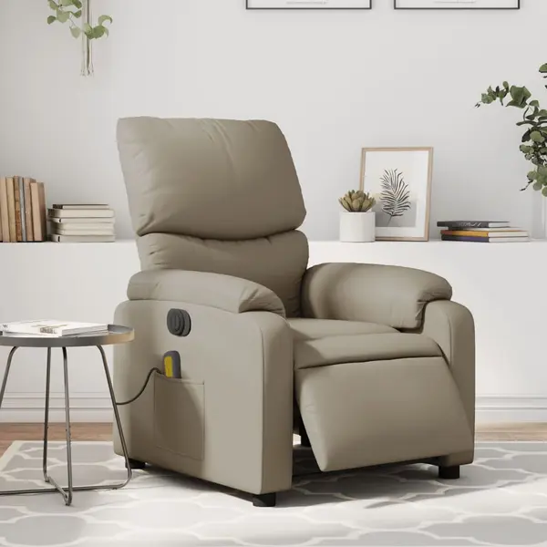 Gossi fotoliu electric masaj rabatabil, cappuccino, piele ecologica