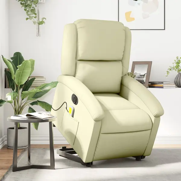 Gossi fotoliu electric masaj rabatabil cu ridicare crem piele natural