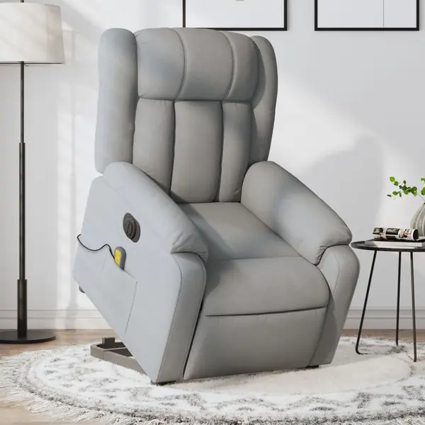 Gossi fotoliu electric masaj rabatabil cu ridicare, gri inchis textil
