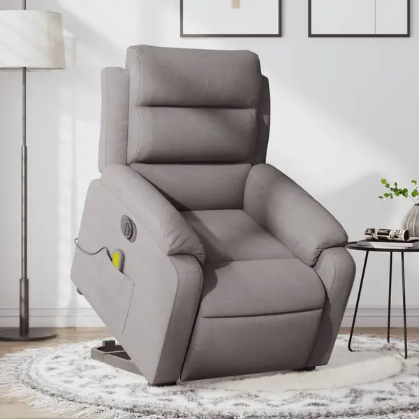 Gossi fotoliu electric masaj rabatabil cu ridicare, gri taupe, textil