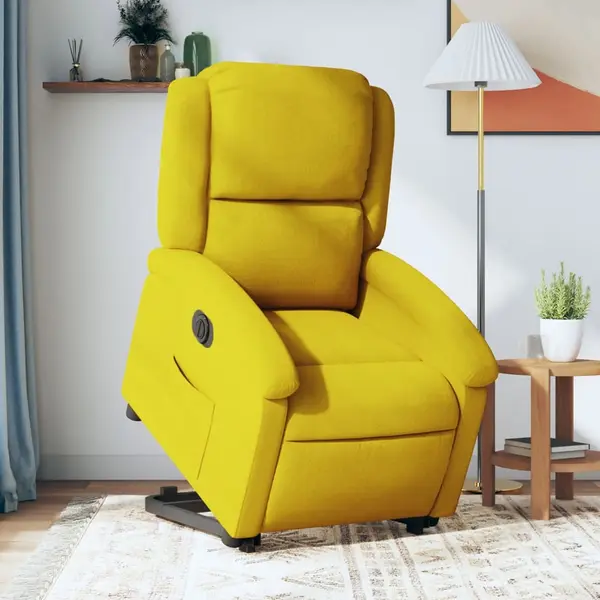 Gossi fotoliu electric rabatabil cu ridicare, galben, catifea