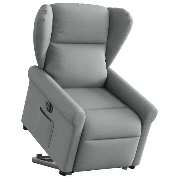 Gossi fotoliu electric rabatabil cu ridicare, gri deschis, textil