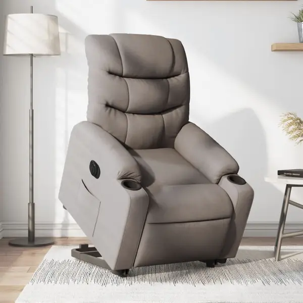 Gossi fotoliu electric rabatabil cu ridicare, gri taupe, textil
