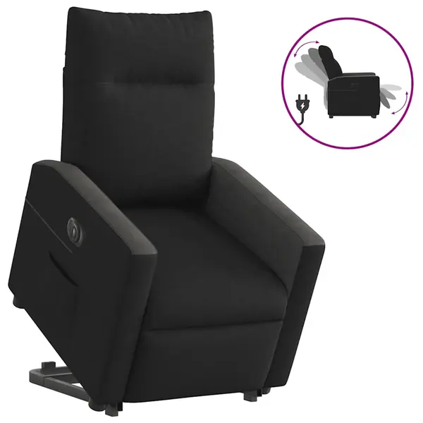 Gossi fotoliu electric rabatabil cu ridicare, negru, textil