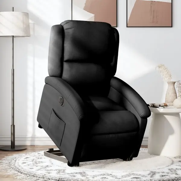 Gossi fotoliu electric rabatabil cu ridicare, negru, textil