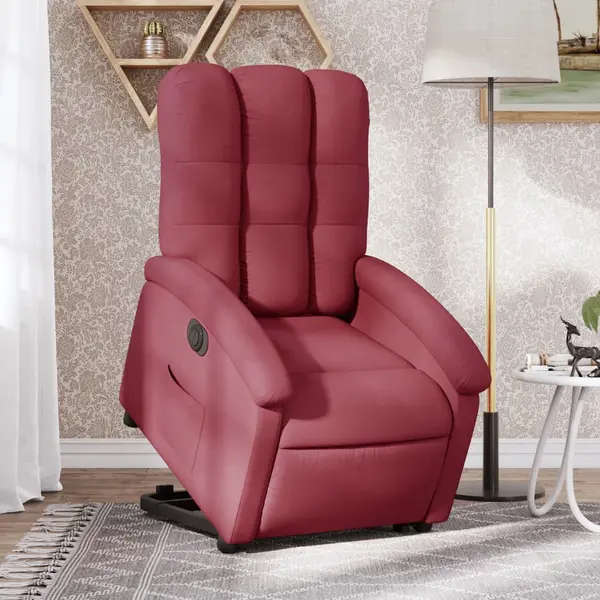 Gossi fotoliu electric rabatabil cu ridicare, rosu vin, textil