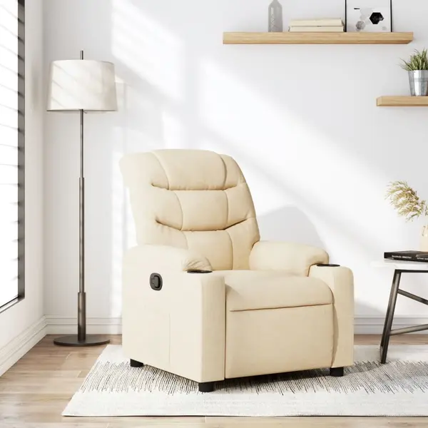 Gossi fotoliu rabatabil, crem, material textil
