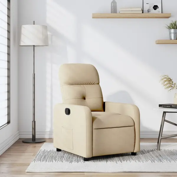 Gossi fotoliu rabatabil, crem, material textil
