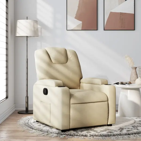 Gossi fotoliu rabatabil, crem, material textil