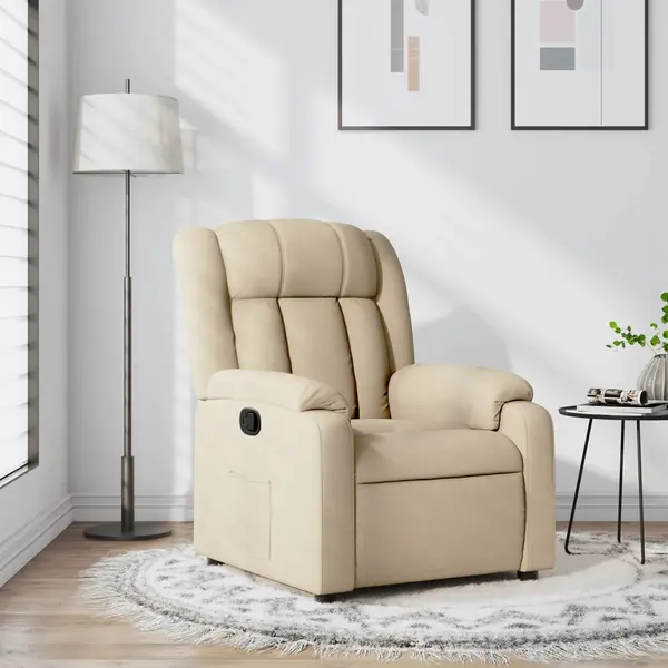 Gossi fotoliu rabatabil, crem, material textil