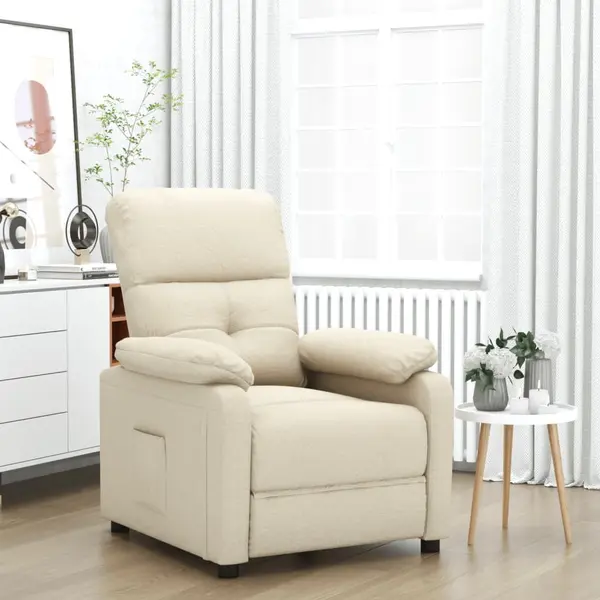 Gossi fotoliu rabatabil, crem, material textil