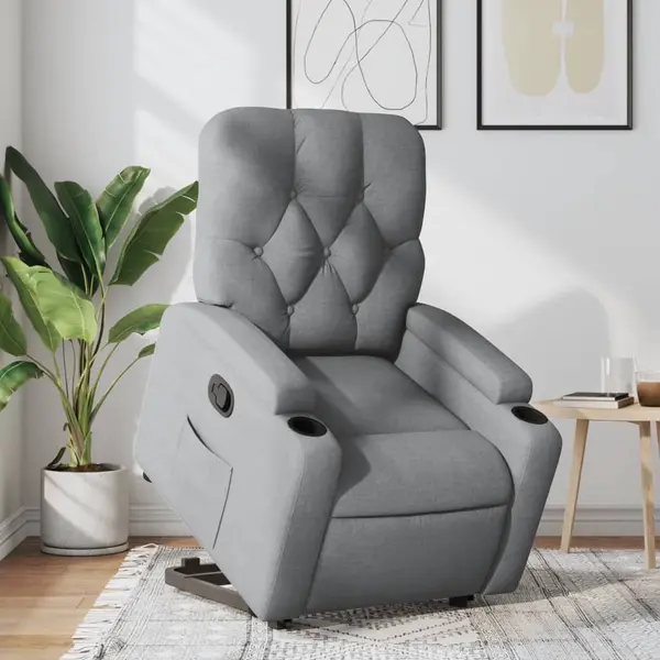 Gossi fotoliu rabatabil cu ridicare, gri deschis, material textil