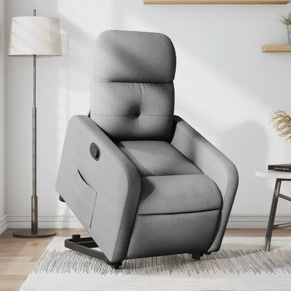 Gossi fotoliu rabatabil cu ridicare, gri deschis, material textil