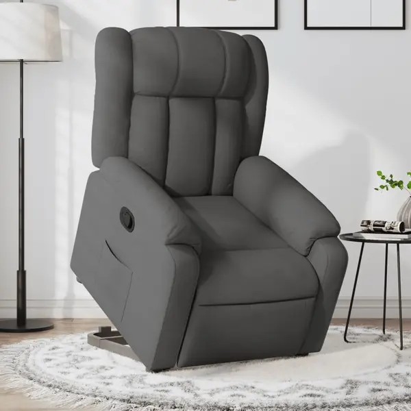 Gossi fotoliu rabatabil cu ridicare pe verticala, gri inchis, textil