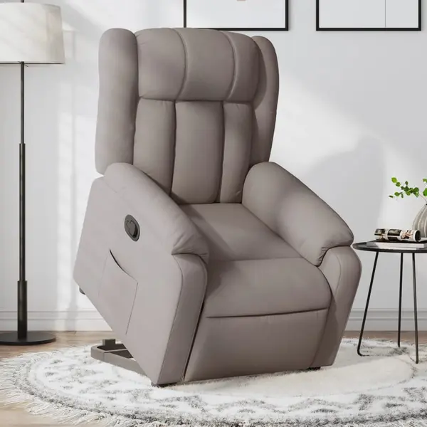 Gossi fotoliu rabatabil cu ridicare pe verticala, gri taupe, textil
