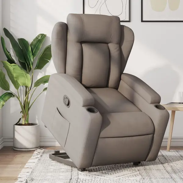 Gossi fotoliu rabatabil cu ridicare pe verticala, gri taupe, textil