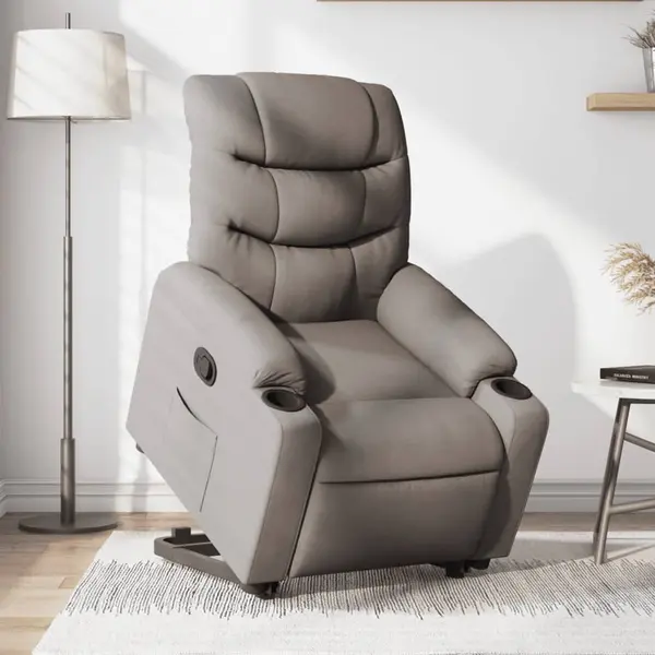 Gossi fotoliu rabatabil cu ridicare pe verticala, gri taupe, textil