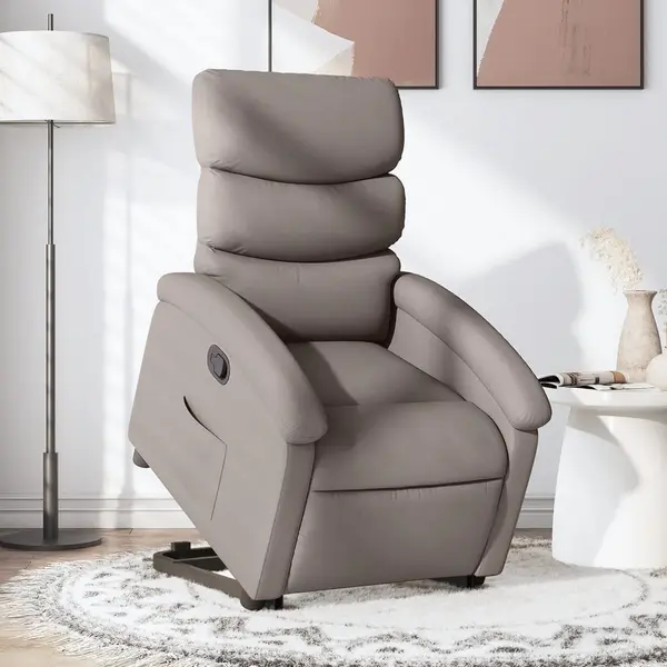 Gossi fotoliu rabatabil cu ridicare pe verticala, gri taupe, textil