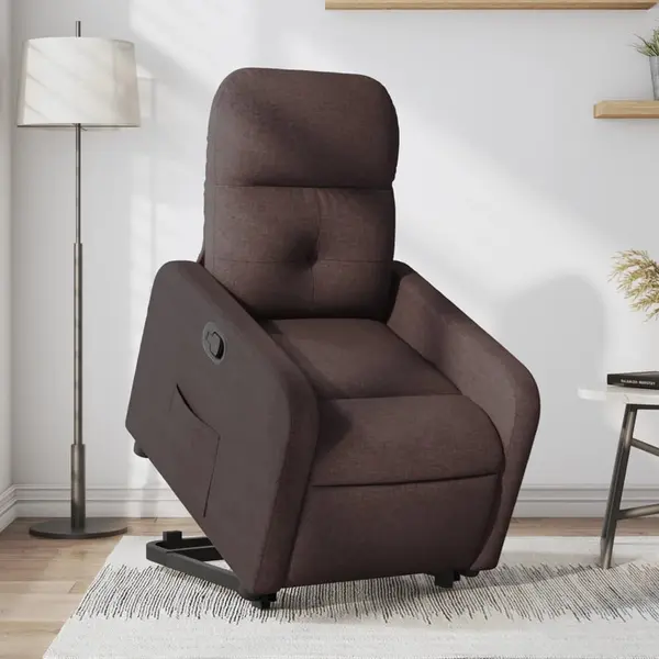 Gossi fotoliu rabatabil cu ridicare pe verticala, maro inchis, textil