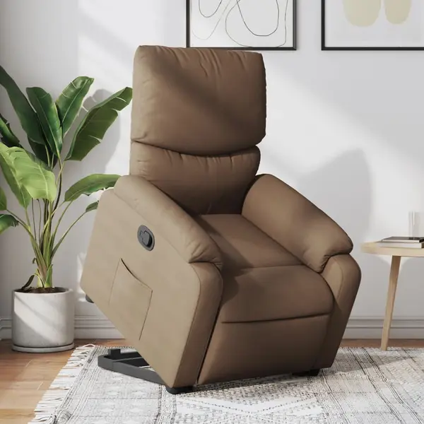 Gossi fotoliu rabatabil cu ridicare pe verticala, maro, textil