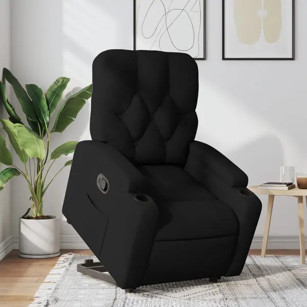 Gossi fotoliu rabatabil cu ridicare pe verticala, negru, textil
