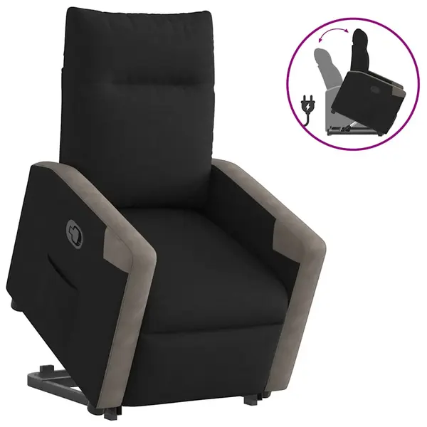 Gossi fotoliu rabatabil cu ridicare pe verticala, negru, textil