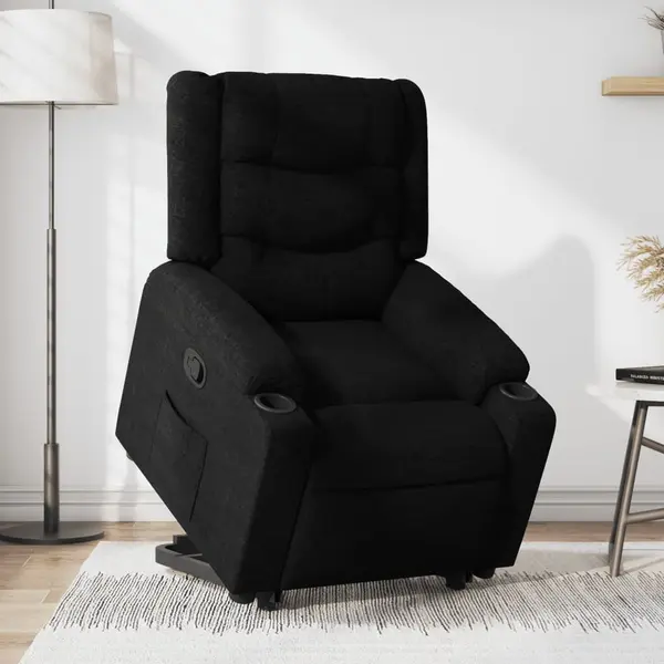 Gossi fotoliu rabatabil cu ridicare pe verticala, negru, textil