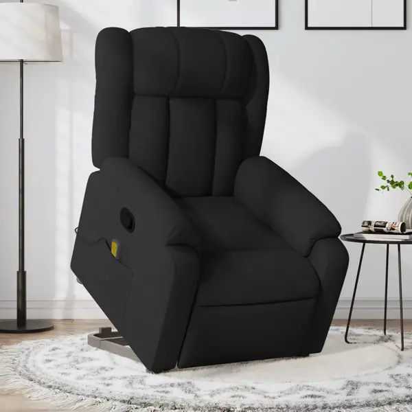 Gossi fotoliu rabatabil de masaj, cu ridicare, negru, material textil